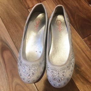 Kids size 1 flats white sparkles rhinestones